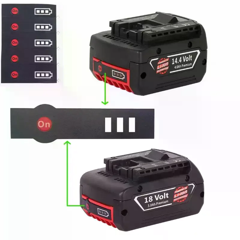 5/10Pcs 14.4V 18V Lithium Battery Case LED Key Sticker Label Tag For Li-ion Battery LED Sticker Label Pack