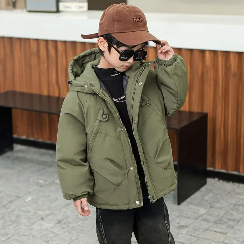 

Зима 202, новая хлопковая куртка больших размеров для мальчиков, тяжелый пуховик с теплоизоляцией для детей, термозимнее пальто, дизайн