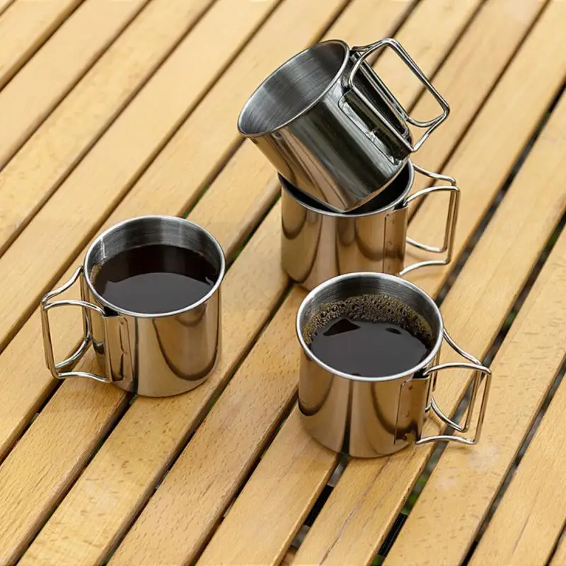 3PCS 480ml Water Cup Foldable Anti-scalding Aluminum Camping Cup Outdoor Travel Picnic Drinking Mug Tableware Cooking Supplies