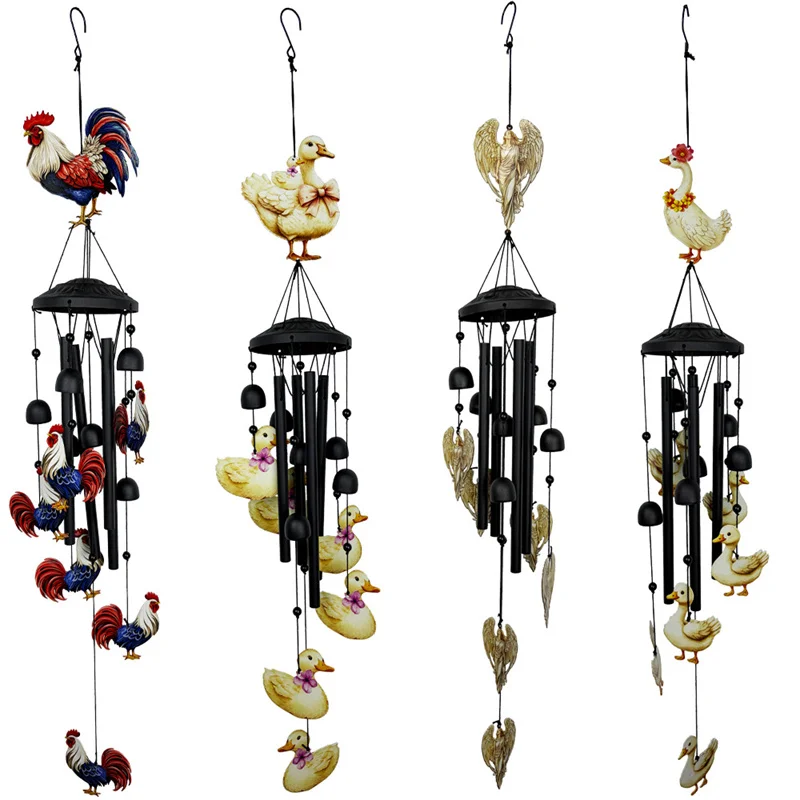 Wind Chimes Goose Duck Chicken Angel Metal Windbell Outdoor Garden Yard Patio Beautiful Hanging Decoration