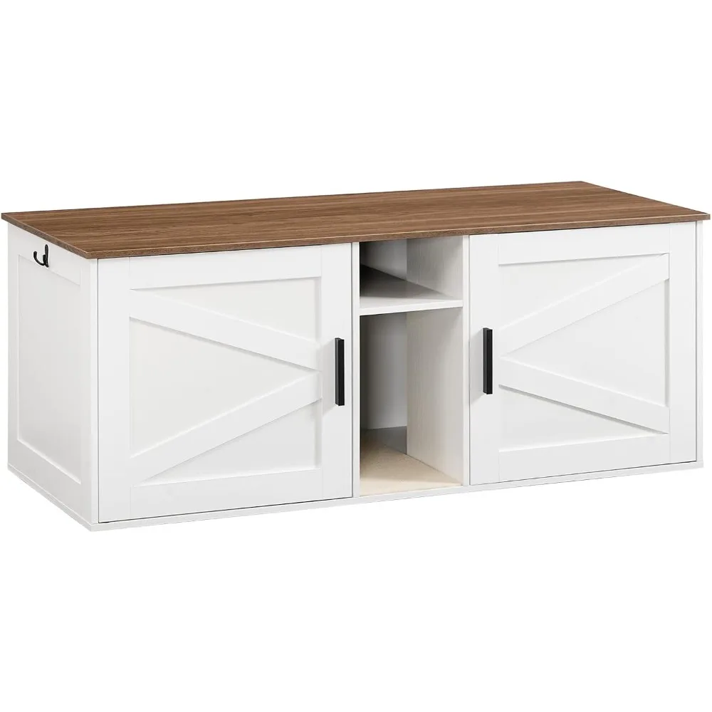 

Двойной корпус для туалета HOOBRO, современная мебель для кошачьего туалета с местом для хранения и ковриком, скрытый ящик для мусора в фермерском доме Enc