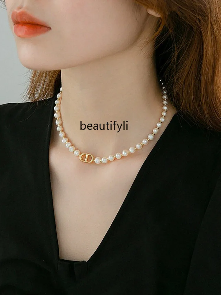 French natural pearl necklace light luxury niche design sense collarbone chain neck chain