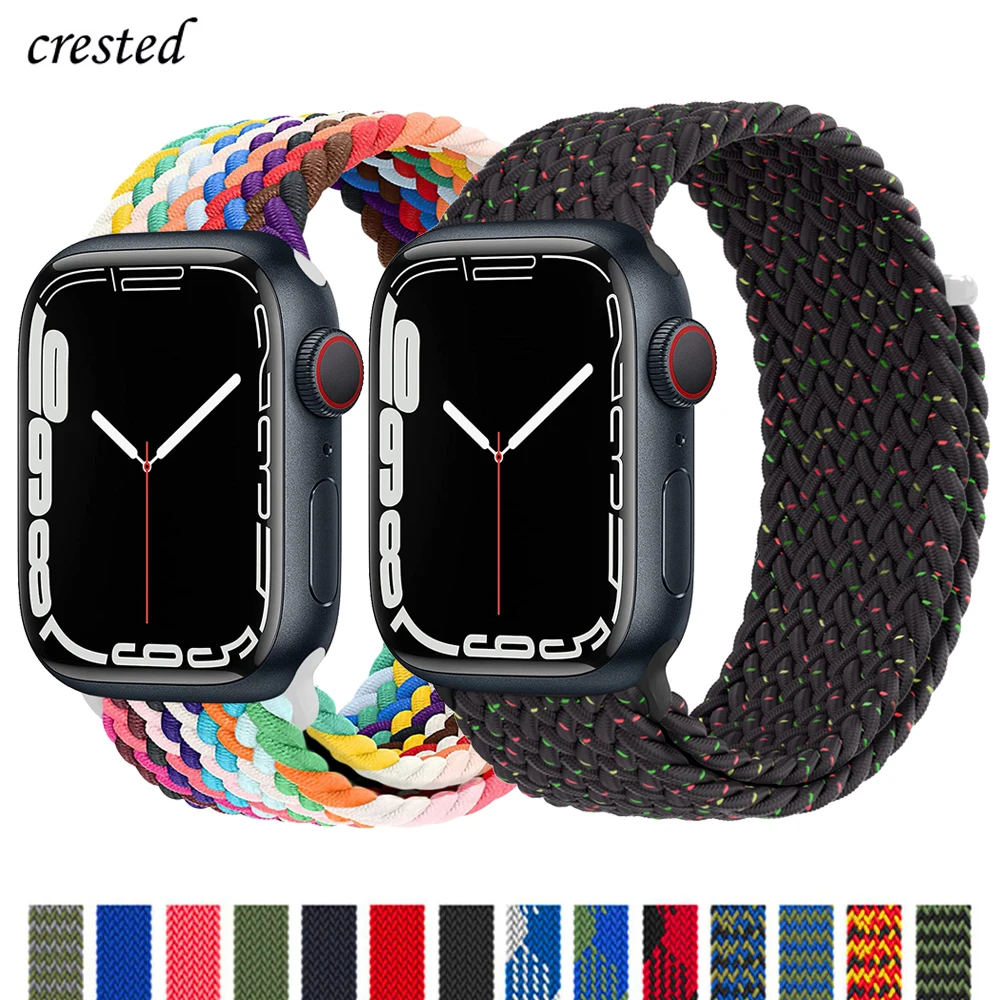 Strap For Apple watch band 44mm 40mm 45mm 41mm 42mm 38mm Nylon Braided Elastic Solo Loop belt bracelet iWatch serie 3 4 5 se 6 7