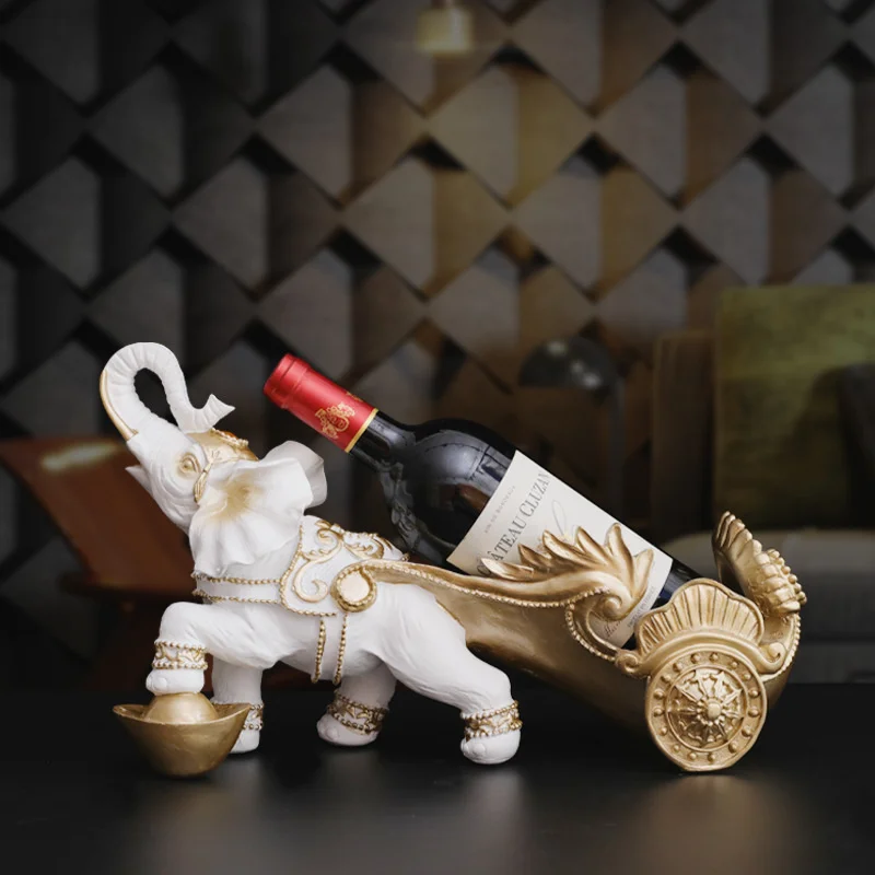 European style creative elephant red wine shelf crafts opening gift office living room wine cabinet home decoration