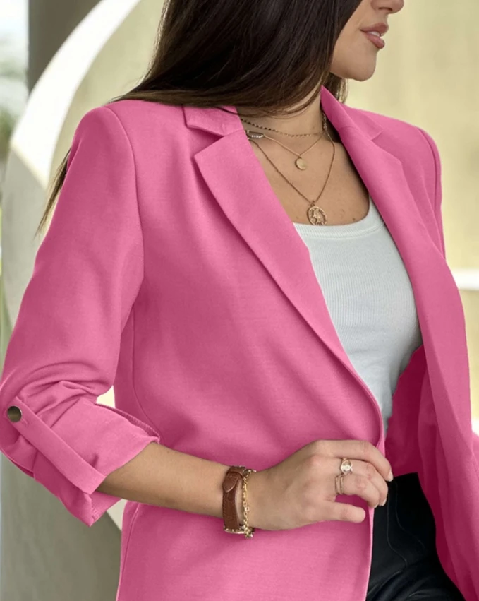 Women's long sleeved elegant style 2024 summer new stand up collar rolled sleeve sports jacket