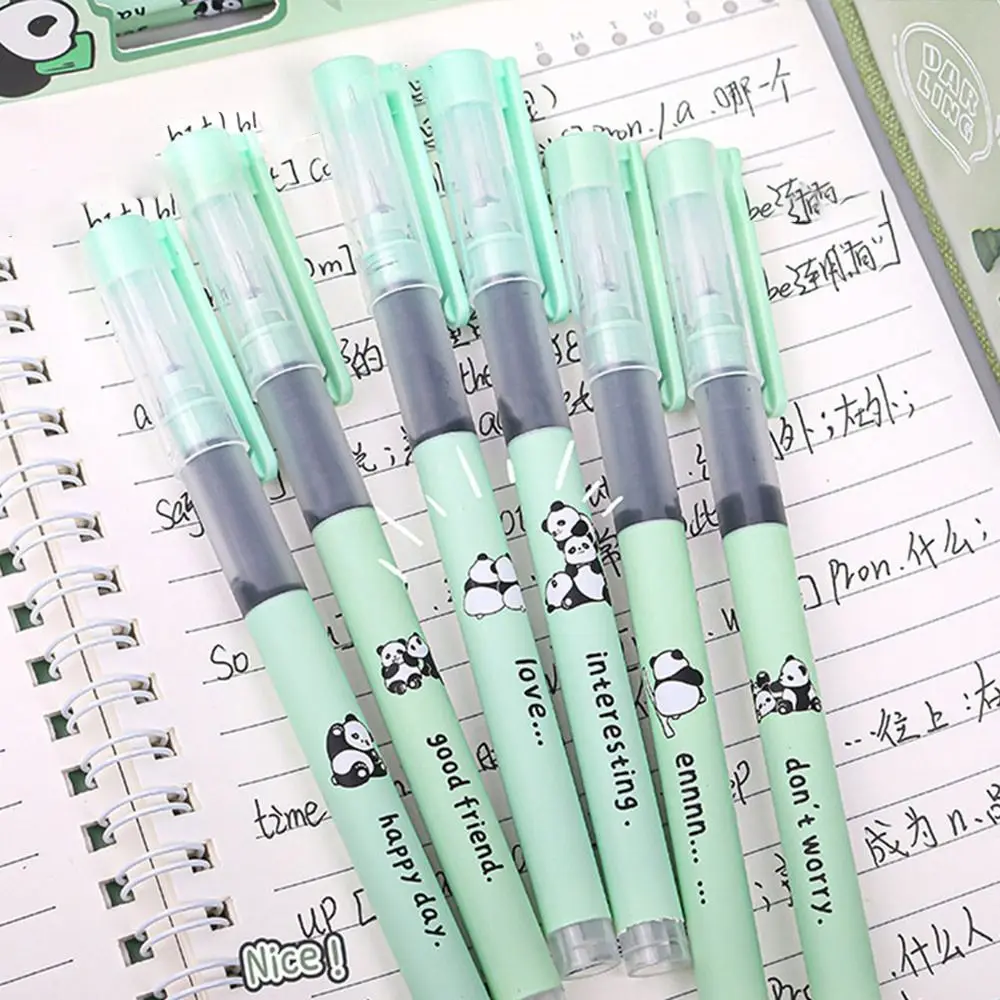 

6Pcs/lot Durable 0.5mm Capybara Gel Pen Quick-drying Cartoon Press Erasable Pen Panda Black Pen School Office Writing Stationery