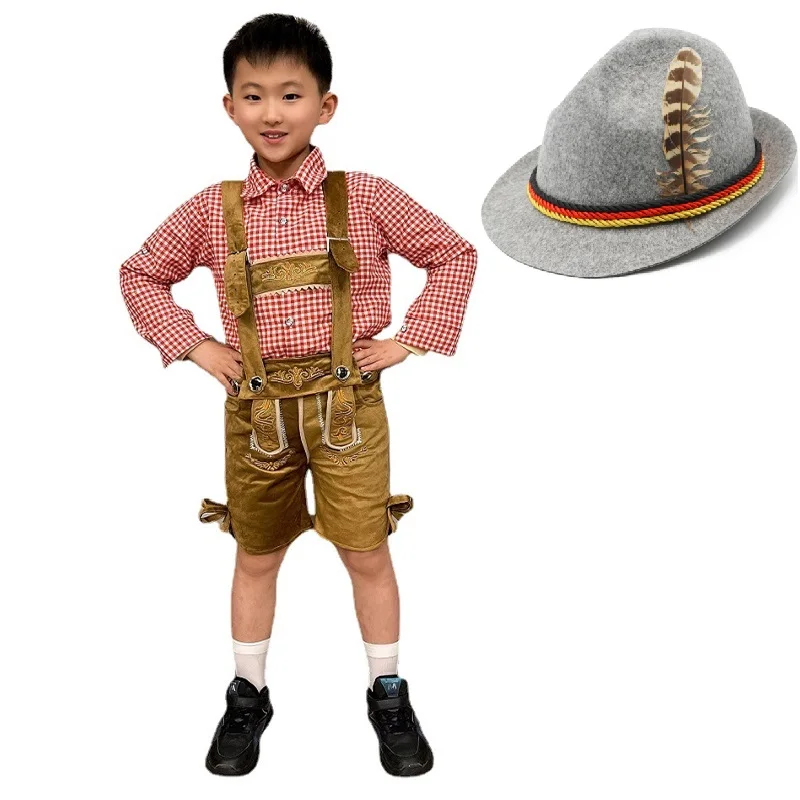 Kid Oktoberfest Dirndl Boy Costume Bavaria Beer Party costumi di monaco Fantasia Outfit Hat coppia tradizionale vestiti tedeschi