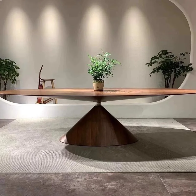 

Internet celebrity UFO dining table Italian designer Tianping All solid wood villa B & B large flat floor minimalist desk