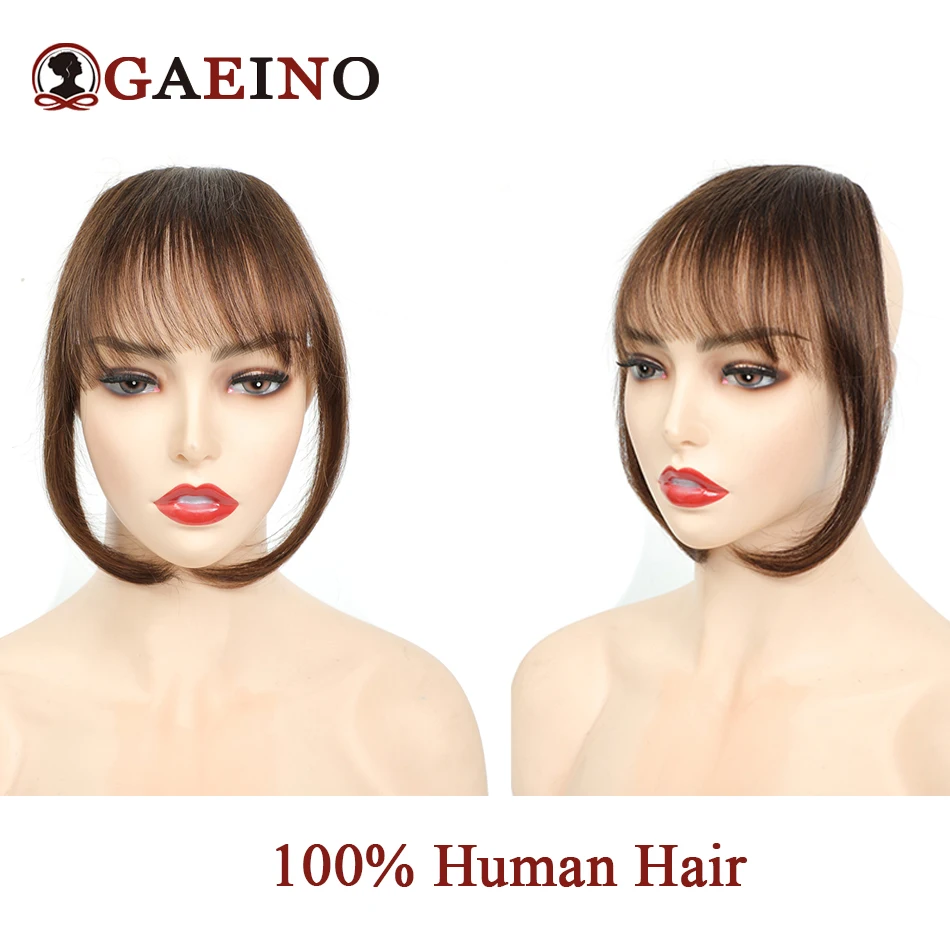 Clip In Bangs Human Hair With 3 Clips 4# Straight Clip On Natural Fringe Hair Bangs Brazilian Remy Hair Neat Bang Hairpieces