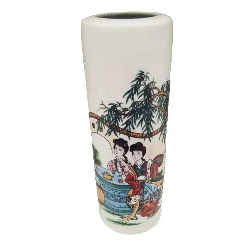 Pastel Character Story Pattern Vase China Old Porcelain Collection Antique Style Decorative Ornament for Home