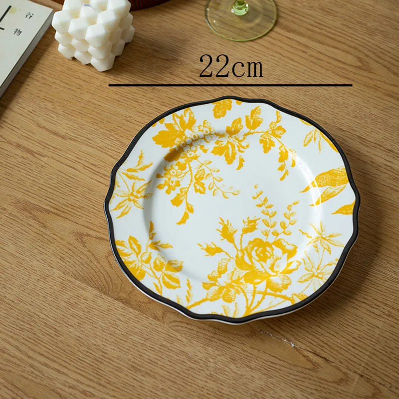 Imagem -04 - Flor de Luxo Vintage Impressão Placa Cerâmica Western Food Dinner Plates Tarde Chá Sobremesa Pratos Louça Estilo Europeu