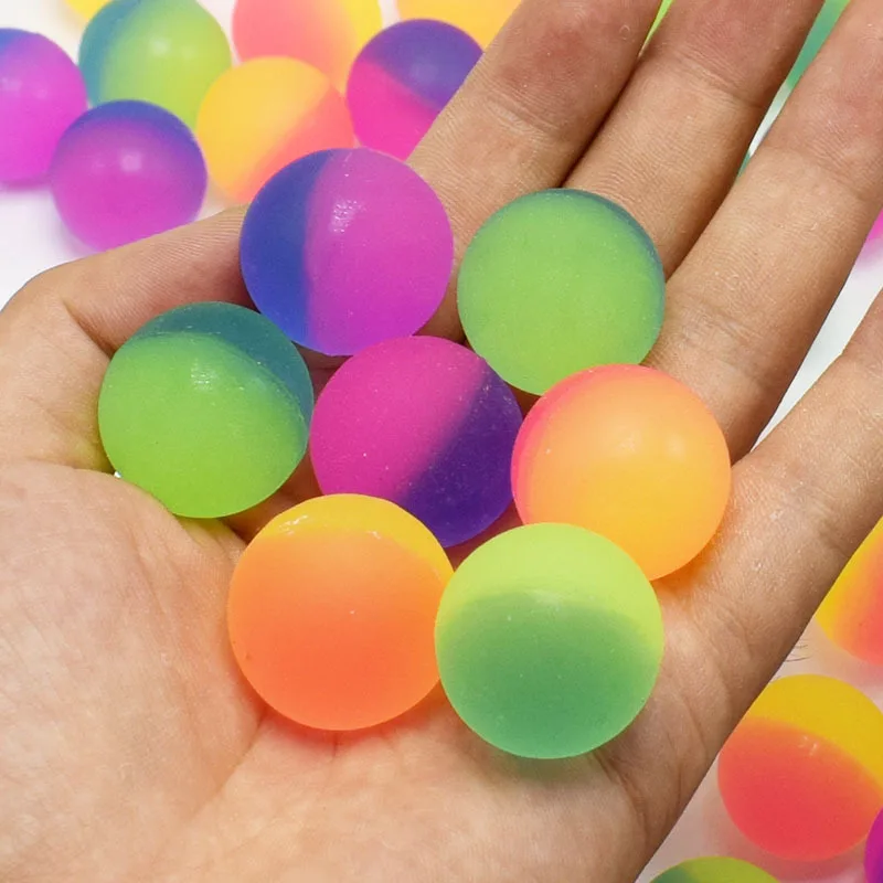 12Pcs 3cm Mini Rainbow Two-color Scrub  Rubber  Elastic Ball Toy Kids Sport Games Elastic Jumping Balls Children's outdoor toys