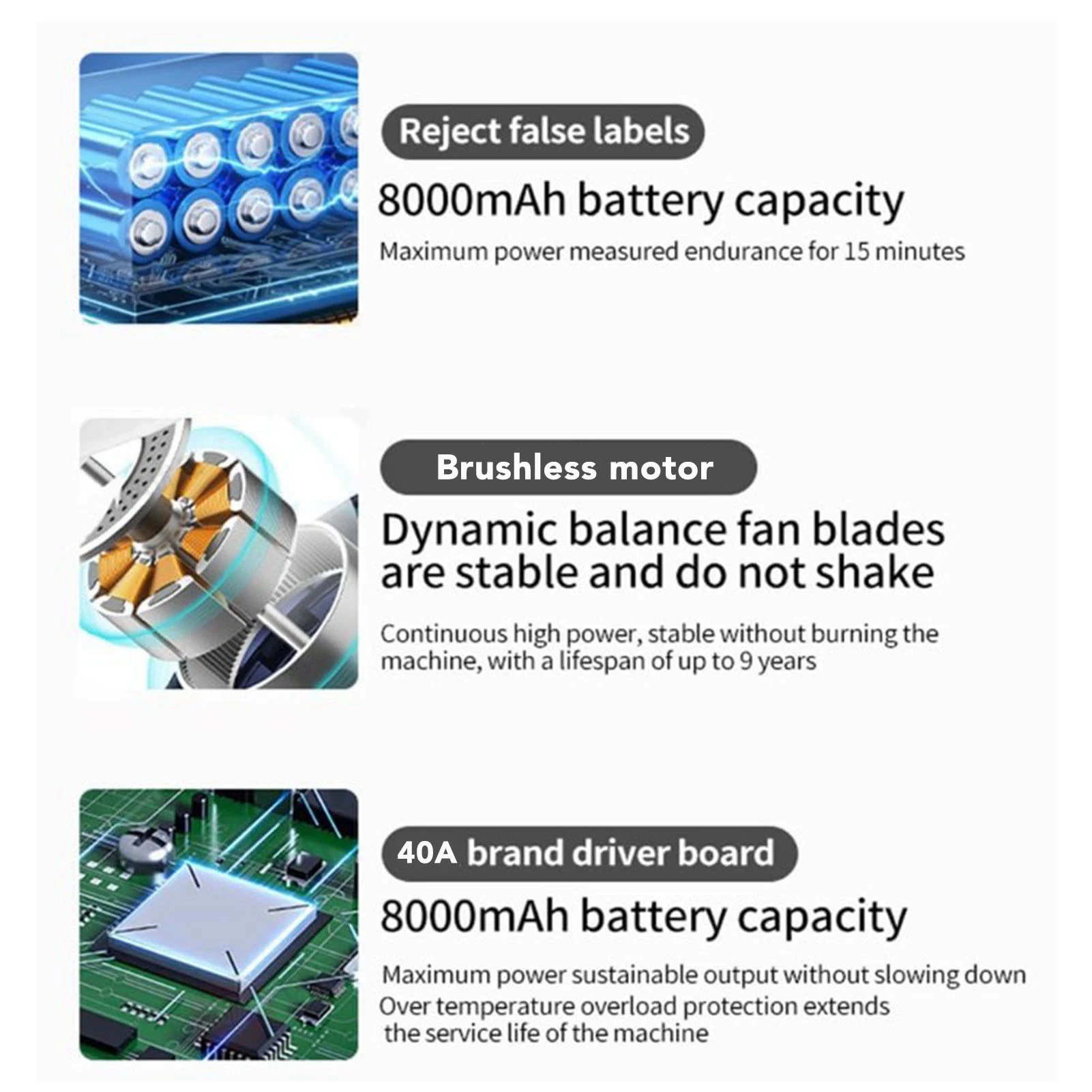 Dry Blower 8000mAh Large Capacity Battery 180000RPM  Turbo Fan Type C Fast Charging 64mm Brushless Motor for Keyboard