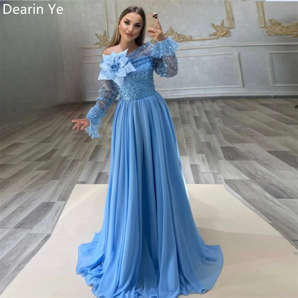 

Formal Gown Evening Dearin One-shoulder A-line Floor Length Skirts 3D Rose Flower Bespoke Occasion Dresses Prom Dress Saudi Arab