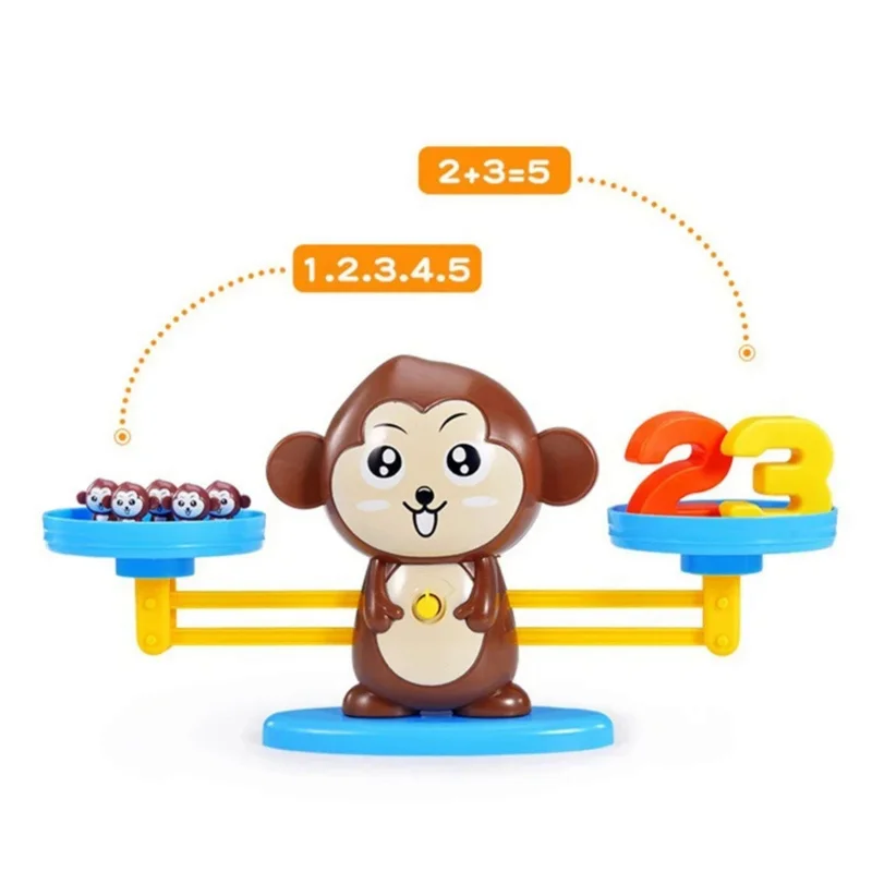 Cute monkey Children Digital Balance Scale Toys Early Montessori Educational Arithmetic counting math learning Board Games Kids