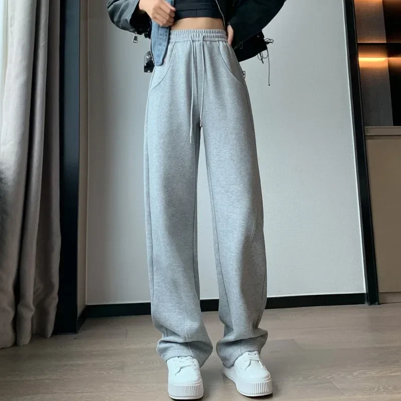 

2024 Women's Narrow Edition Wide Leg Suit Pants with a High Grade and Slim Design, High Waist Straight Leg Casual Pants