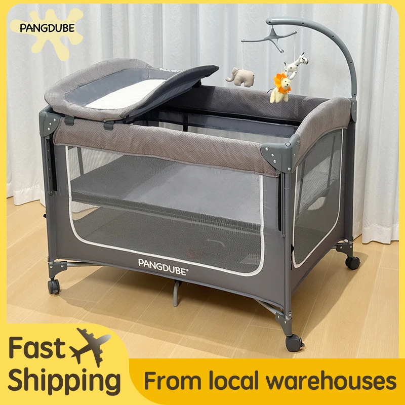 PANGDUBE Culla per culla Letto pieghevole con fasciatoio per pannolini Box portatile per cuccia per neonato Lettino multiuso