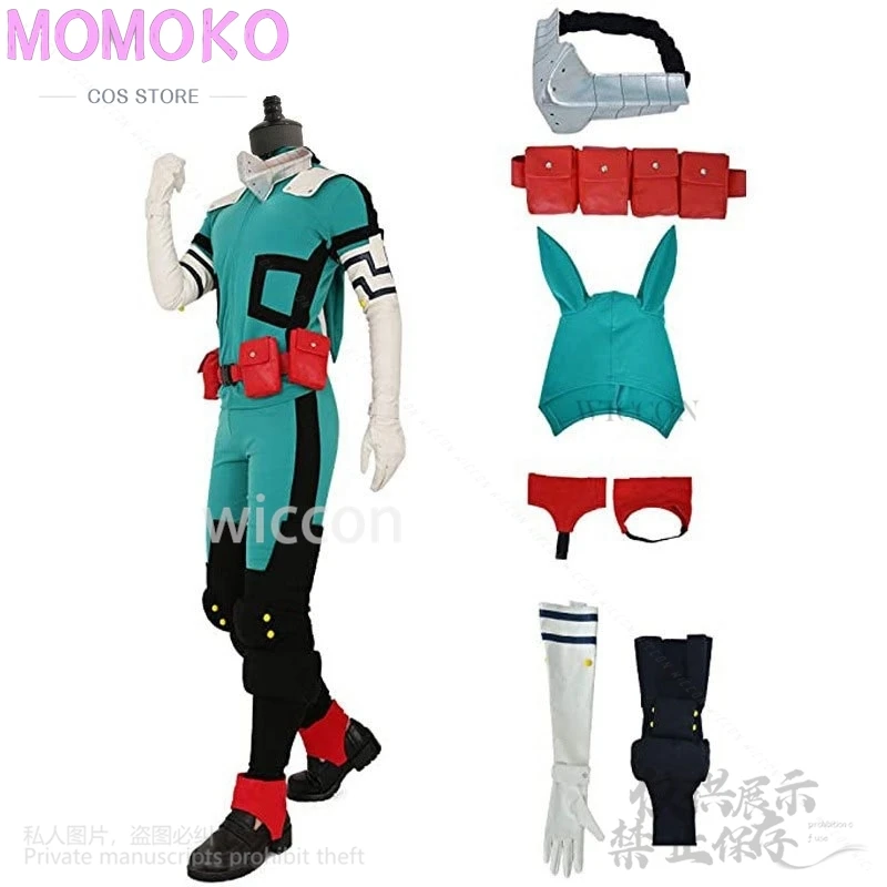 Disfraz de batalla Midoriya Izuku Deku, disfraz de My Anime Hero, Cosplay Academia, bota, zapato, peluca, mono Unisex, conjunto personalizado para Halloween