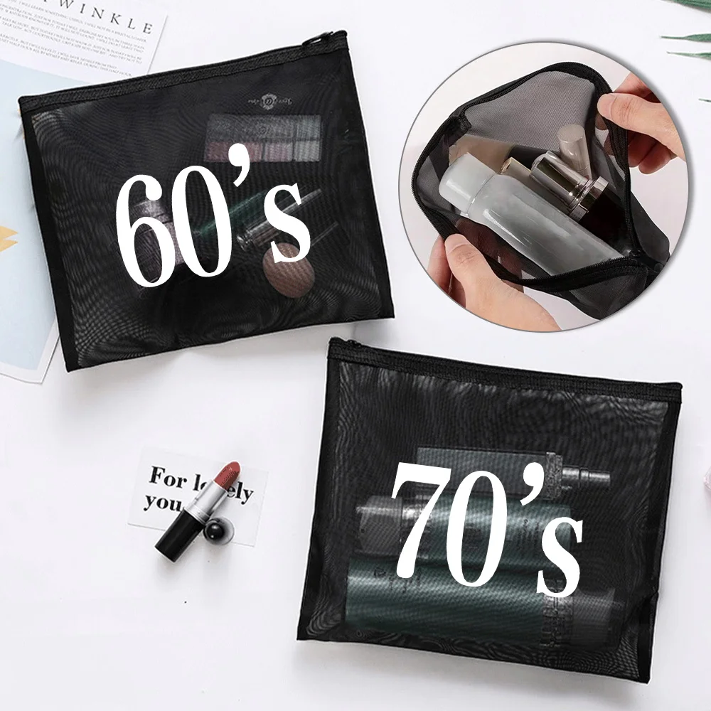 Women's Mesh Makeup Bag Travel Portable Storage Bag Washable and Dustproof Design Essential Travel Grooming Bag