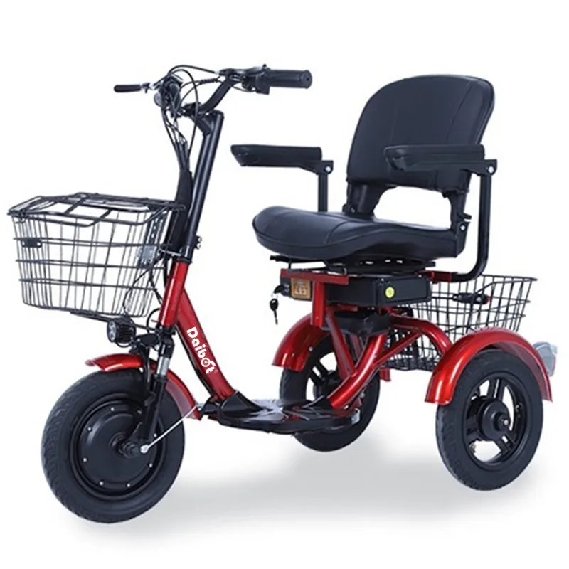 Mini Electric Tricycles Three Wheel Scooter For Adults With Armrest Seat 2 Baskets 300W Mobility Scooter For Elders Disabled