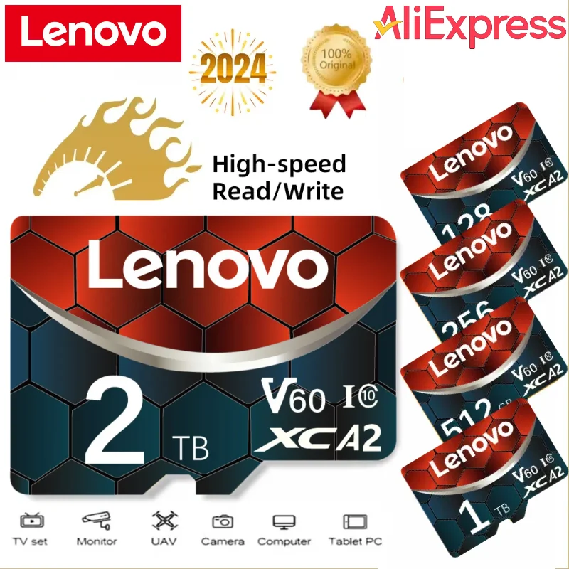 

New Original Lenovo Micro TF SD Card 2TB 1TB 512GB High Speed Memory Card 256GB 128GB Class TF Card For Drone Equipment Audio PC