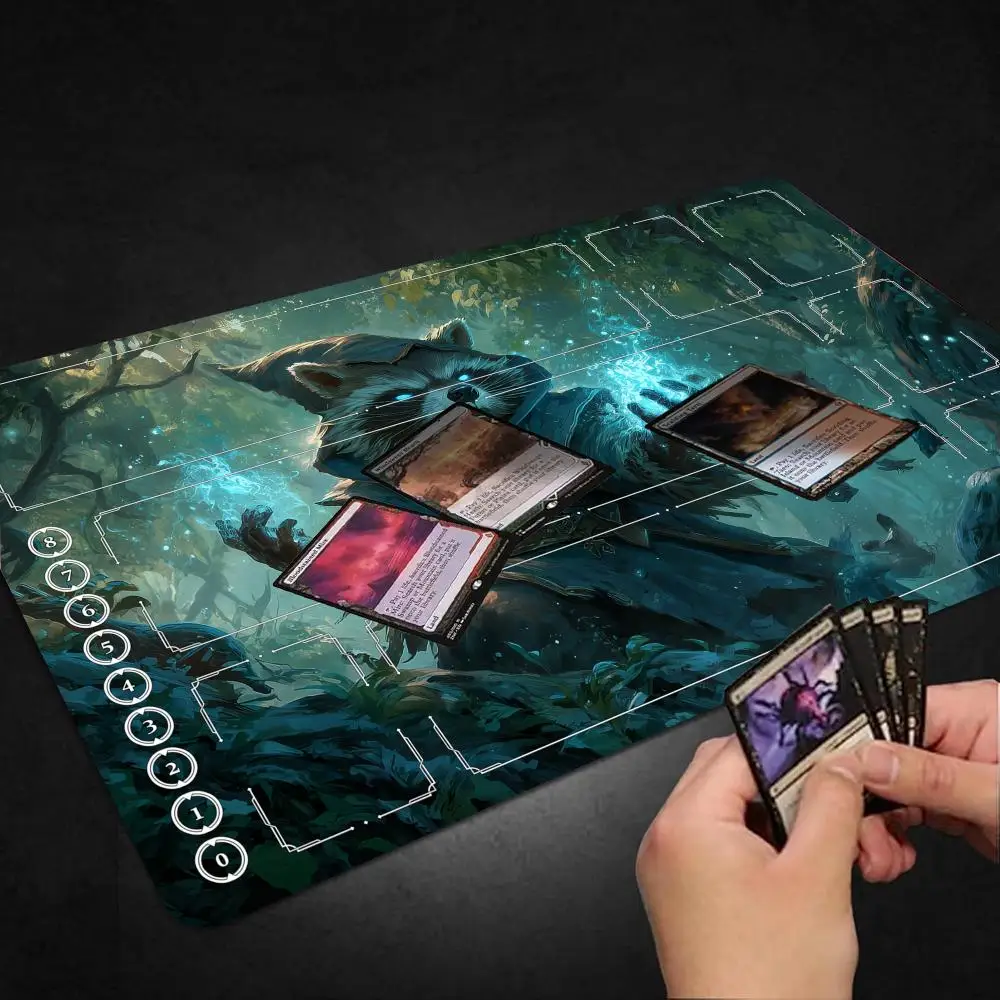 Image of Süße magische Katze Anime-Karte Spielmatte mit Zonen Spielmatte für LOL MTG Kartenschlachten Commander Gaming Duel Schreibtischunterlage Anfänger 14 * 24 Zoll
