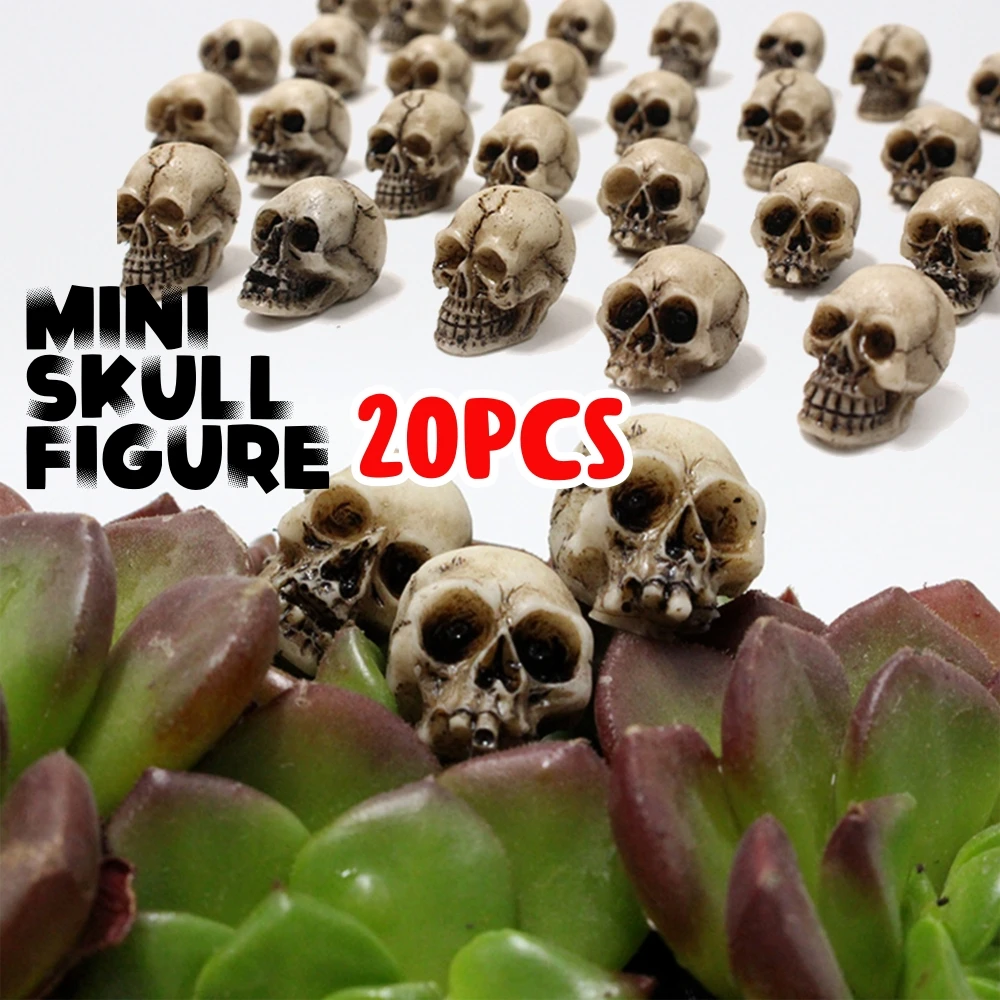 20/40Pcs Skull Heads Collectable Halloween Gothic Skull Sculptures Creative Festival Theme Landscape Garden Potted Plant Decor