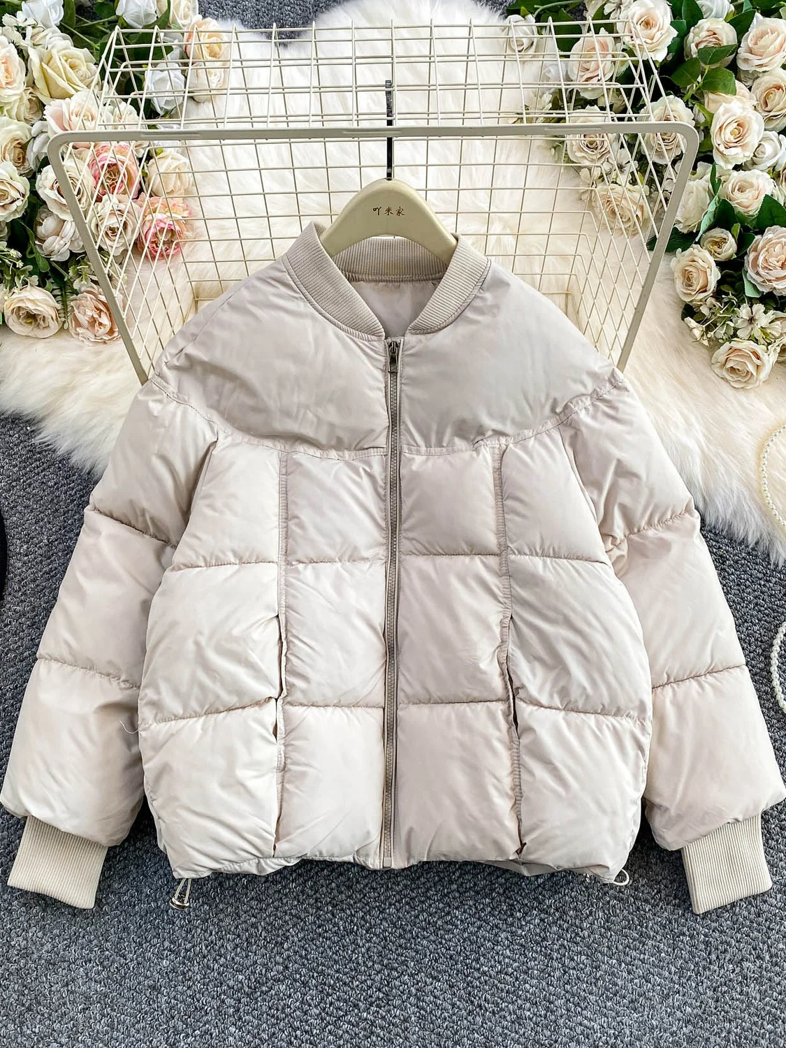 

Brown Thiened Plaid Cotton Bread down Jaet Women's Winter Super Beautiful Small Size Versatile Loose Slimming Outerwear