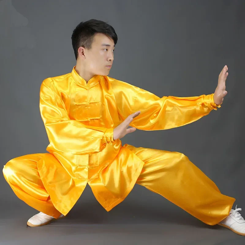 Chinesische traditionelle Tai Chi Kung Fu Uniformen Kinder Erwachsene Satin Performance Tanz kostüme Morgen Gymnastik Wushu Anzug