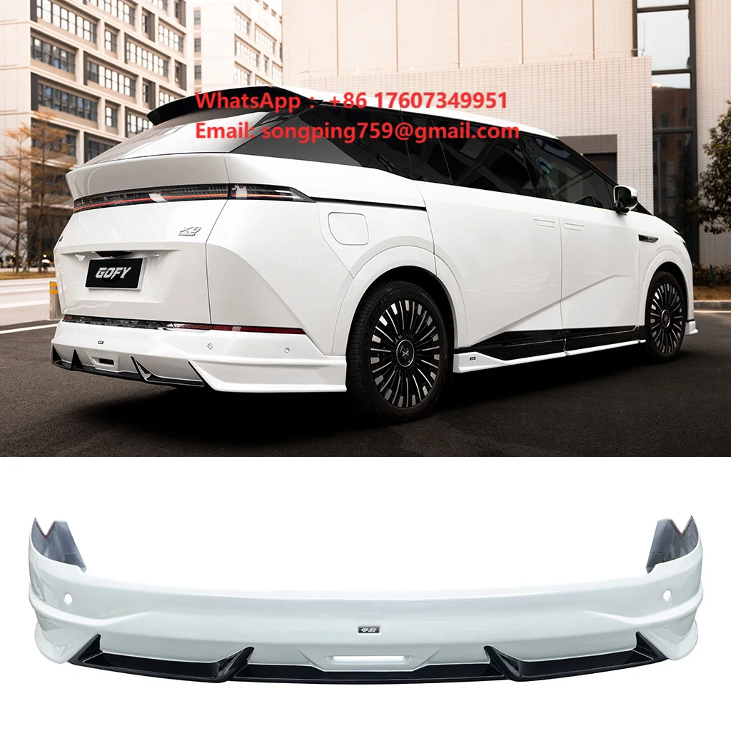 GOFY Sporty Rear Bumper Lip for Xpeng X9 Vacuum Formed PP Rear Diffuser Spoiler Splitter Modification Exterior Upgrade Parts