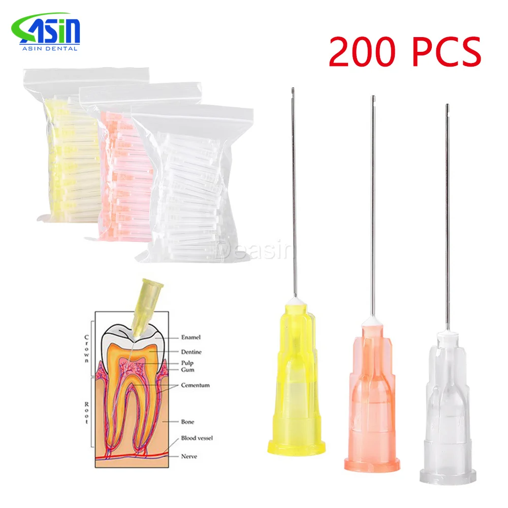 

Deasin 200pcs Dental Endo Irrigation Needle Tip 25G/27G/30GA End-Closed Side one Hole Endo Syringe Root Canal Washing Needle Tip