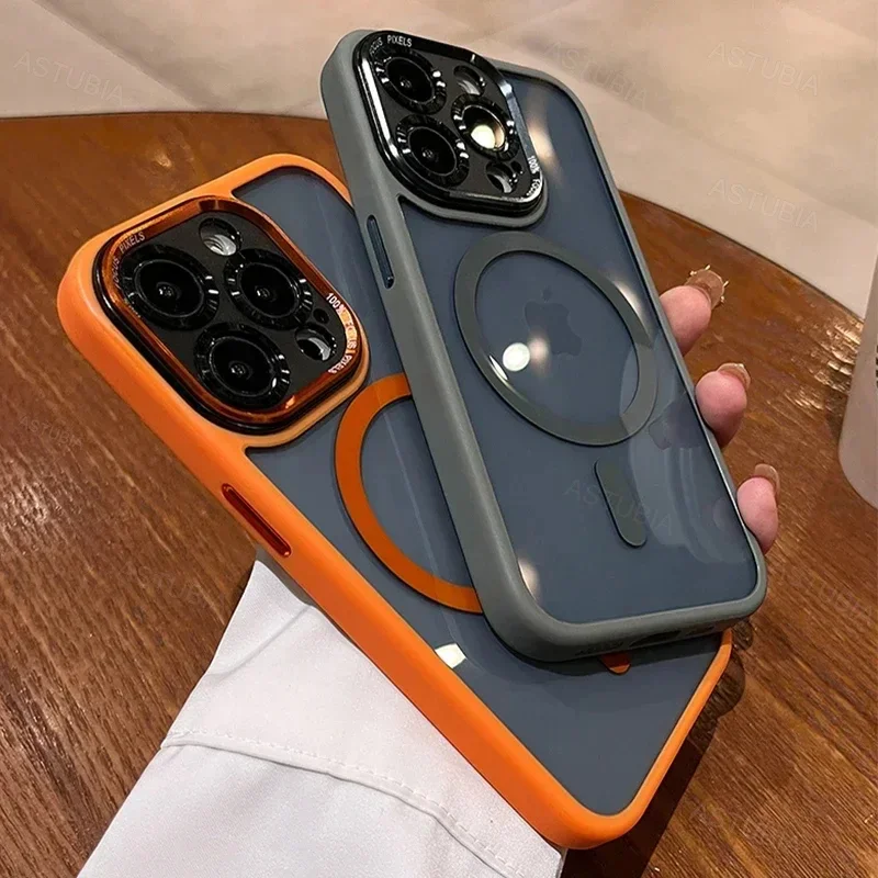 Luxury Magnetic Metal Bumper Protection Case For iPhone 16 15 14 13 12 11 Pro Max Plus Magsafe Wireless Charge Hard Clear Cover image 4