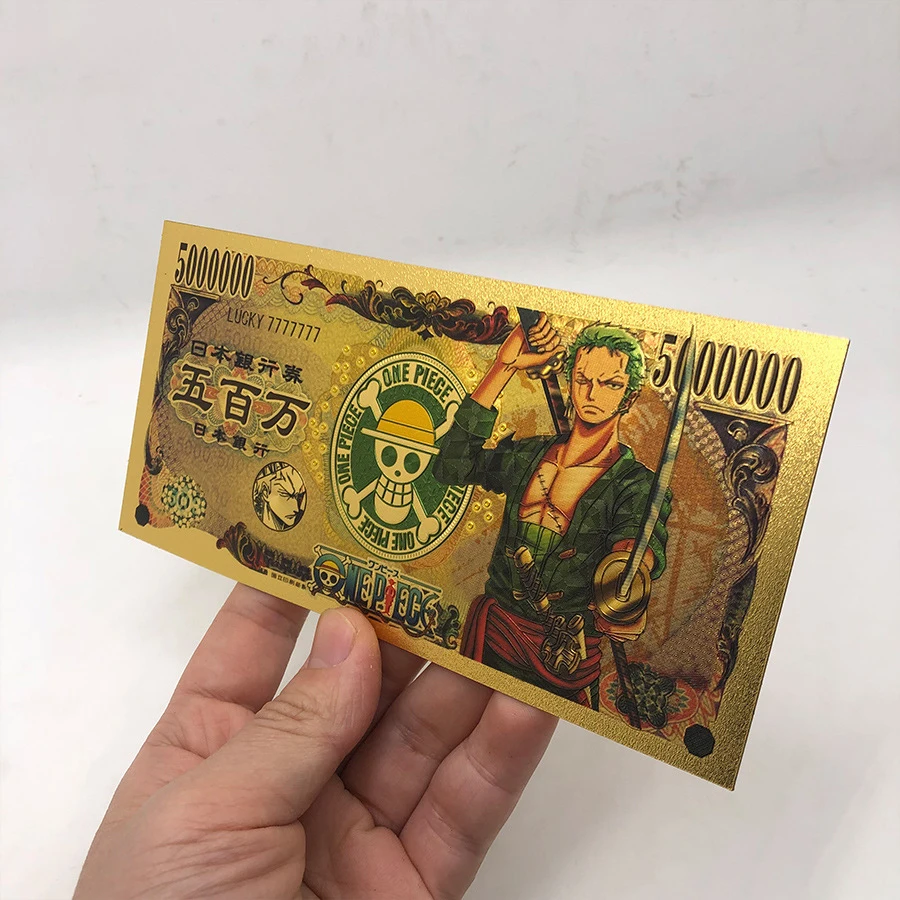 Bandai Anime jednoczęściowe zabawki karty lufne figurki komiks złota pamiątkowa kolekcja banknotów zabawki prezenty na imprezę