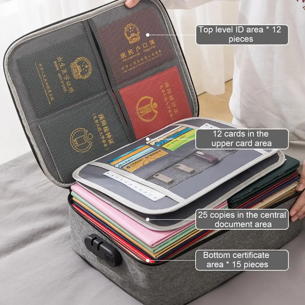 

36*27cm Document Organizer Folio Storage Bag With Handle Zipper Closure Large Capacity Waterproof Envelope File Holder Organizer