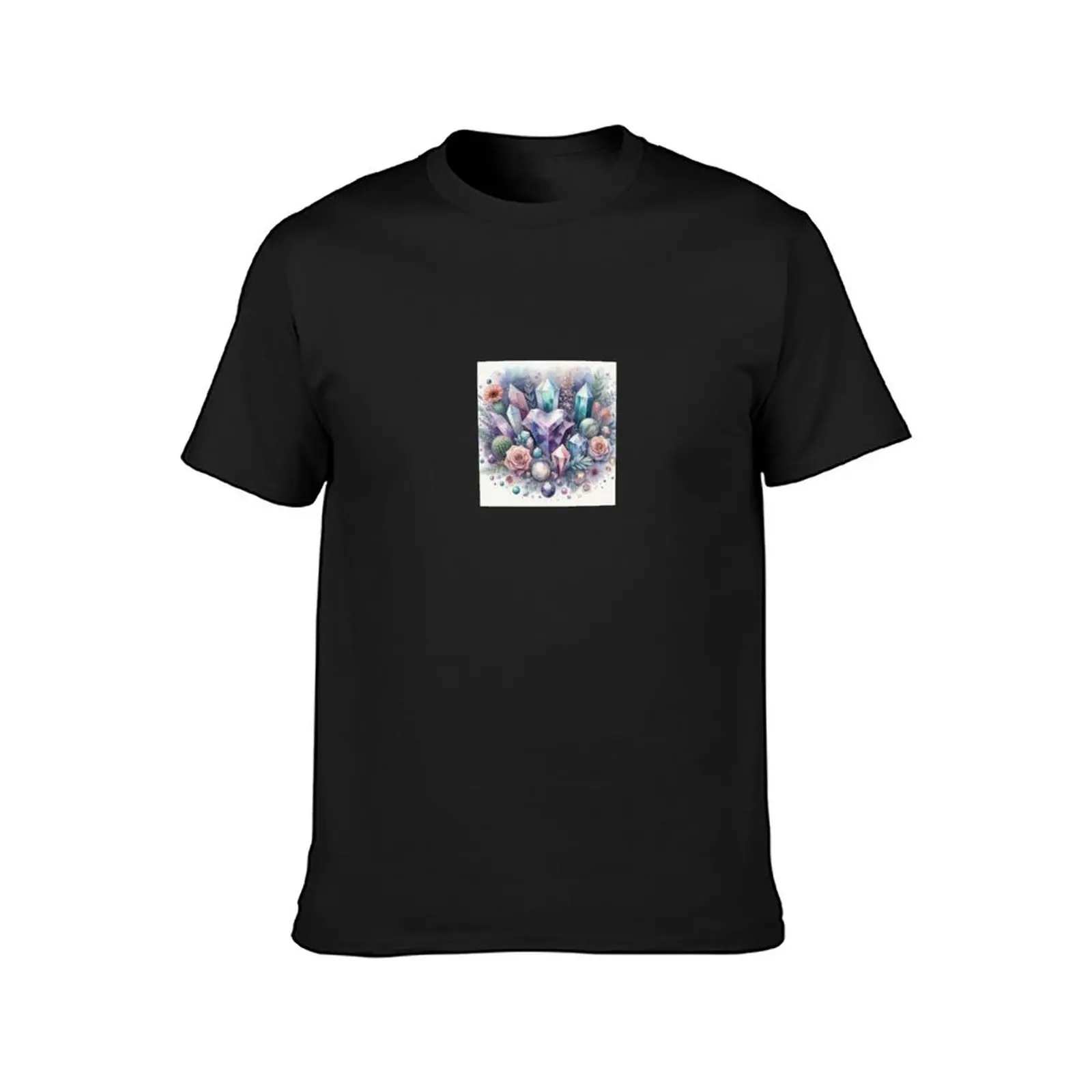 Mystic Garden: Crystals & Florals T-Shirt korean fashion shirts graphic tees blacks heavy weight t shirts for men