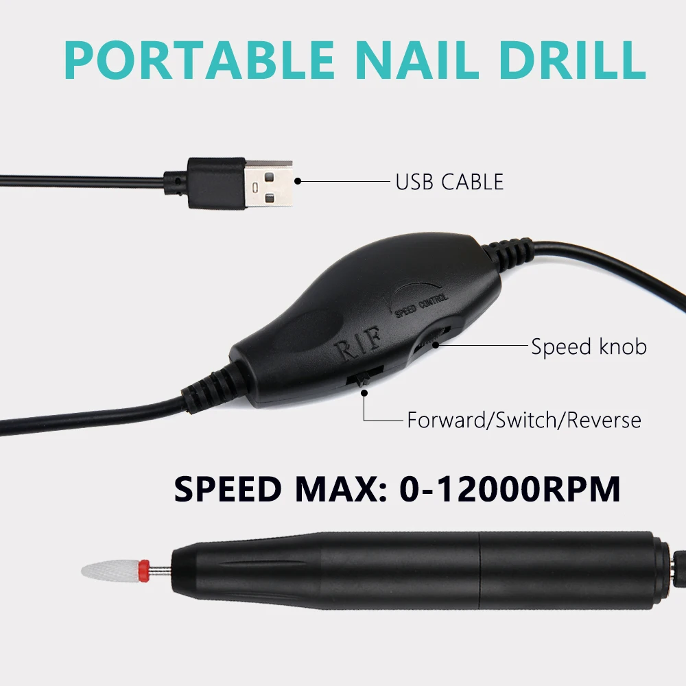 12000 RPM Draagbare Elektrische Nagelboormachine Slijpen Apparatuur Molen Polijsten Pen Tool Voor Manicure Pedicure Thuis Salon Gebruik