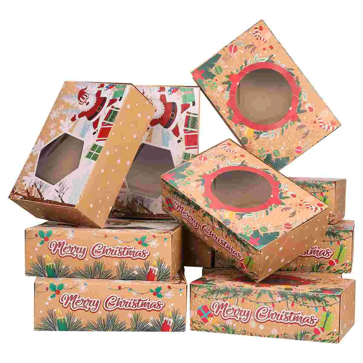 Christmas Gift Boxes Holiday Treat Red Decor Candy Cookie Kraft Paper Holders Cake Container