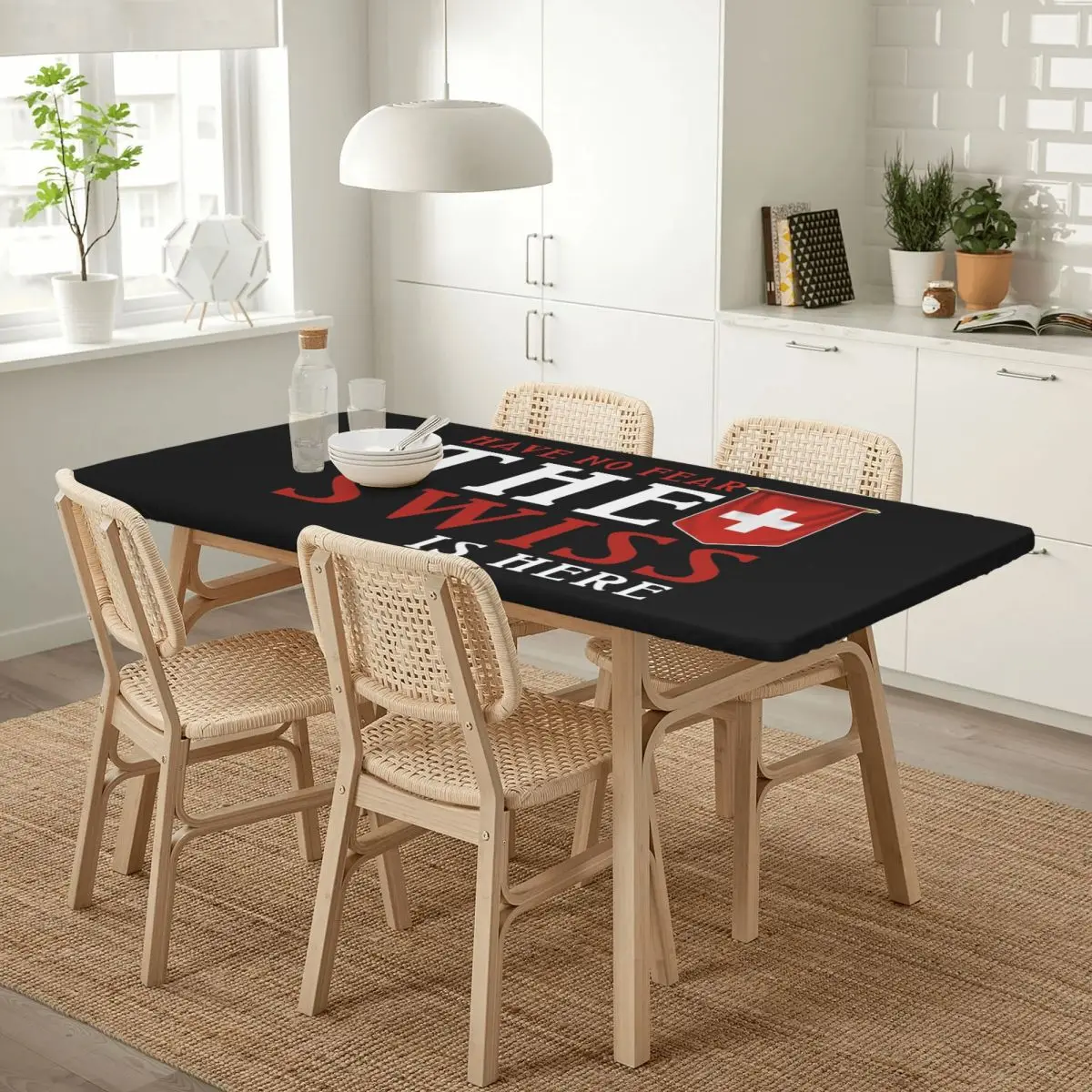 Swiss Switzerland Flag Custom Rectangular Tablecloth Oilproof Table Cover for Dining Events Table Cloth