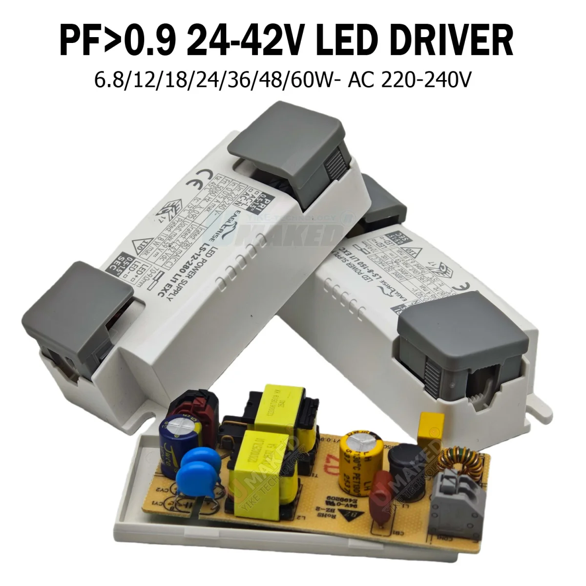 

Комплект из 5 шт. светодиодных блоков питания 6.4W/12W/18W/24W/36W, 24-40V, с пластиковым корпусом, внешний драйвер для DIY-светильников и даунлайтов