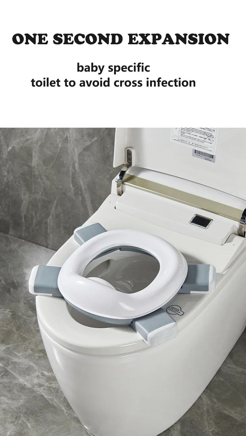 3-in-1 Reise-Toilettensitz, faltbar, blau, für Kinder, Töpfchen mit Taschen, Baby-Topf, tragbarer Silikon-Babytöpfchen-Trainingssitz – Detail 4