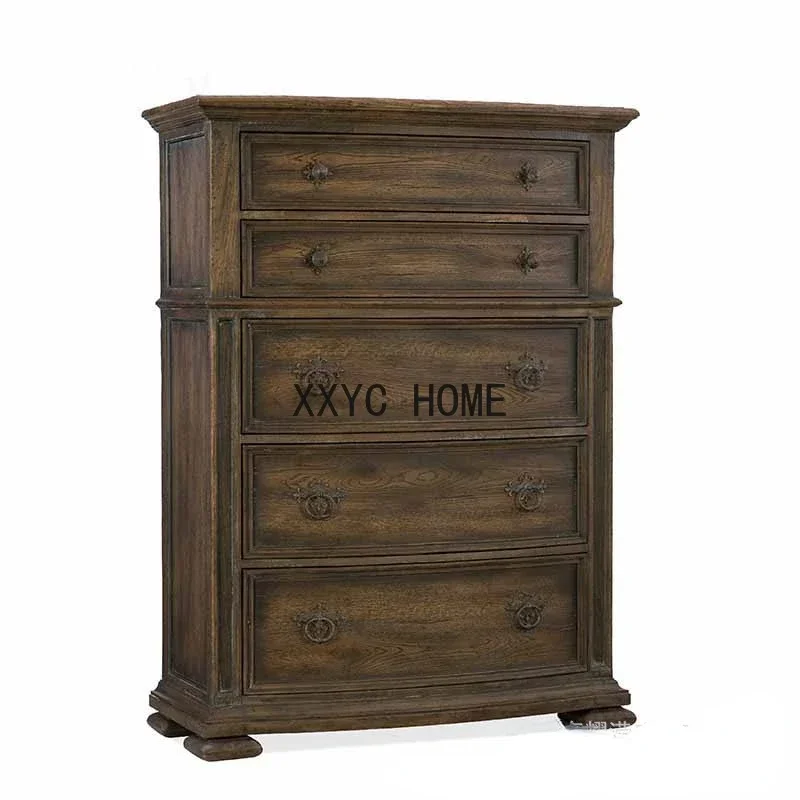 

Solid Wood Chest of Drawers Oak Locker Bedroom Five Buckets Nine-Drawer Cabinet