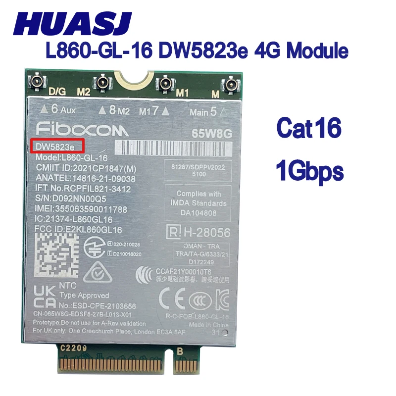 L860-GL-16 DW5823e-eSIM DW5823e LTE 4G CAT16 Intel(R ) XMM 7560R+ Module For 4G Modem NGFF M.2 For Dell 7640 3581 Laptop