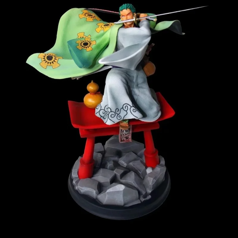 

One Piece Zoro 30cm Anime Action Figure - Kimono Drawing Knife Fighting Posture High-Quality Collectible Desktop Ornament
