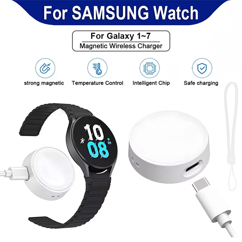 Magnetic Watch Wireless Charger Universal Portable Type C Port Dock Fast Charging For Samsung Galaxy Watch 7 6 5 4 3 2 Pro Ultra