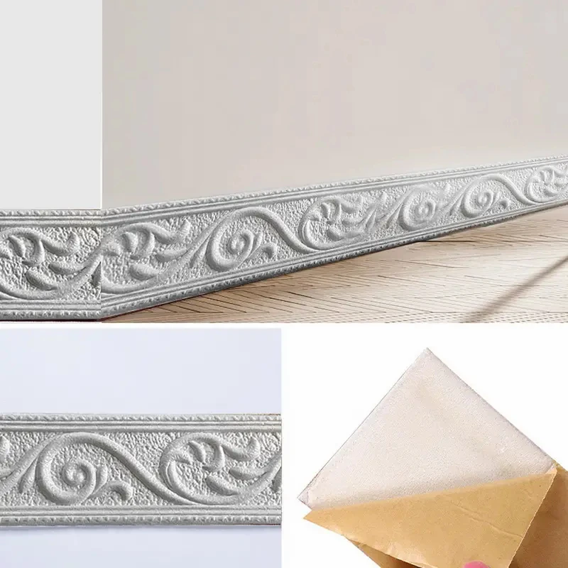 Self-Adhesive Waistline Skirting Line Decor Strip Wall Stickers Border DIY Room Decor Home Waterproof Baseboard Wallpaper Stick