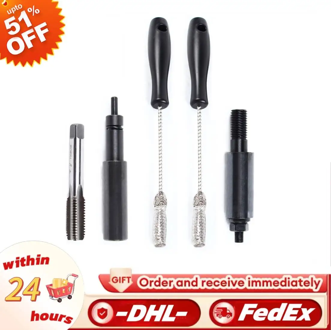 Kit Sikat Pembersih Injektor 6.0L 6.4L Mesin Diesel Pembersih Injektor Ford Dodge Cummins Kit Alat Pembersih untuk Perawatan Mobil