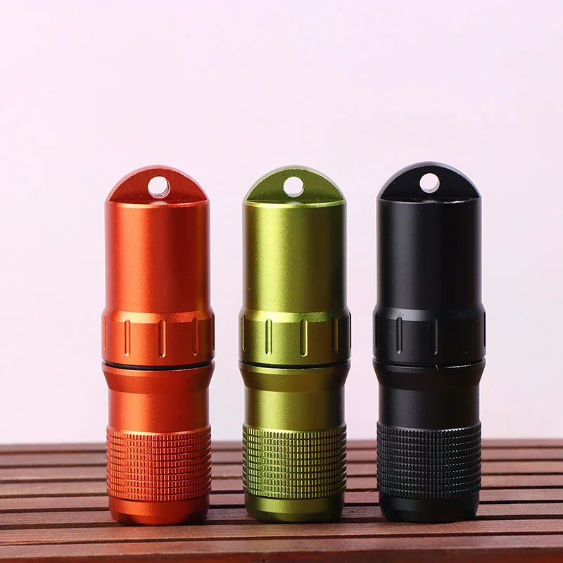Portable Pill Case Waterproof EDC Container Capsule Airtight Aluminum Alloy Pill Bottle Keychain Travel Pill Holder Organsizer