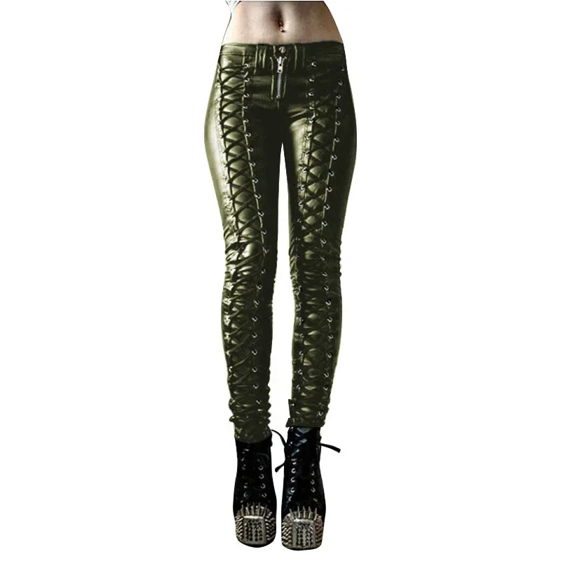 Pantalon Punk Rock en Cuir PU pour Femme, Leggings Sexy, Street Wear, Pieds, Nouveau