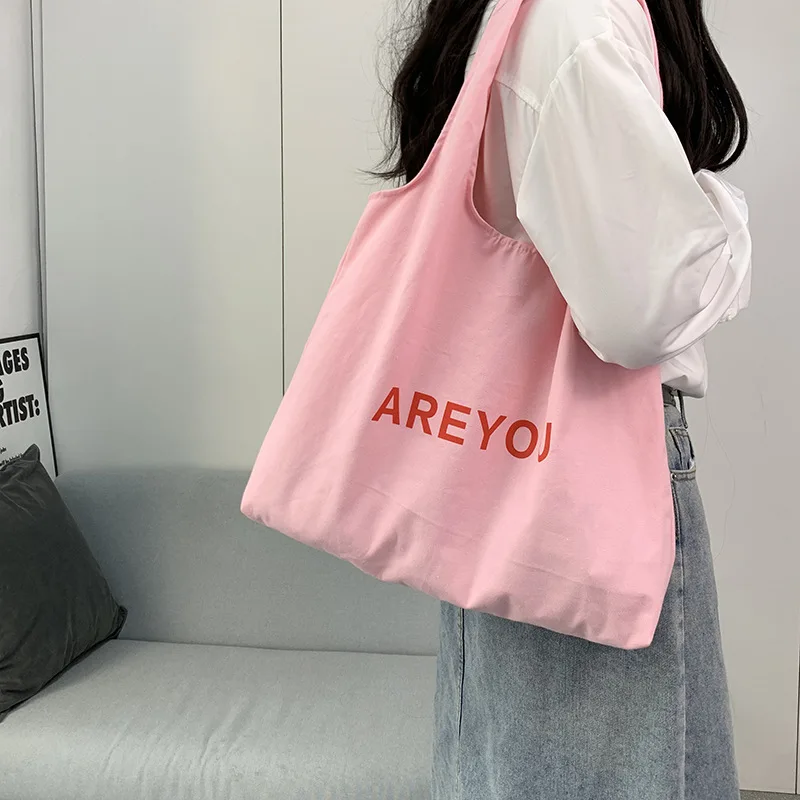 Canvas Tote Women\'s Bag Cotton Cloth Shoulder Shopper Bags for Woman 2024 Japanese Girl Student Book Bag Eco Shopping Handbags