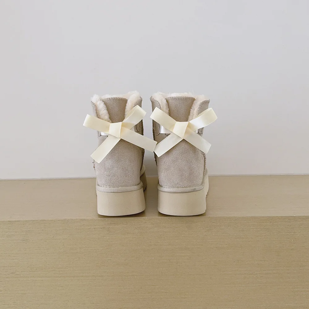 2026 Plateau-Schneestiefel für Damen in Übergrößen, mit dickem Fleece, dicken Baumwollschuhen und Banddekorationen, Damen-Baumwollstiefel – Detail 14